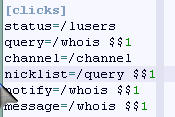 Строку nicklist=/query $$1 надо заменить на nicklist=/nicklist